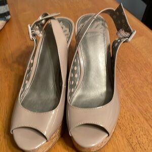 Sling back platform cork heels